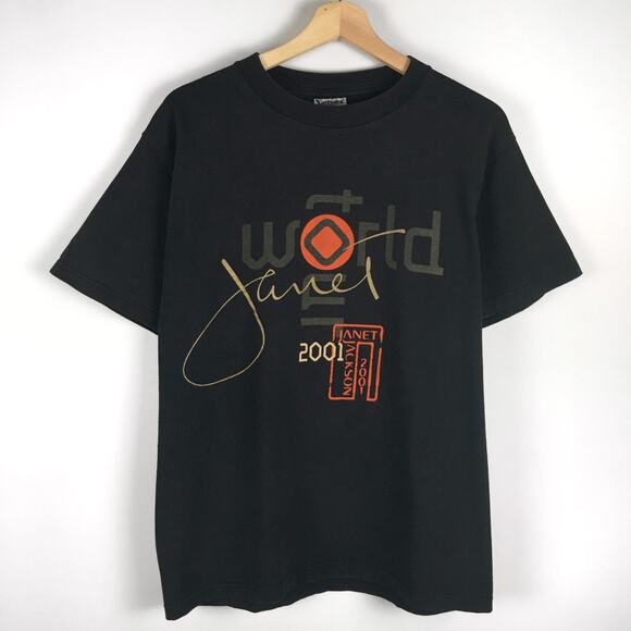 Vintage 2001 Janet Jackson World Tour T Shirt Medium Black R&B Band Rap Tee - Picture 1 of 12